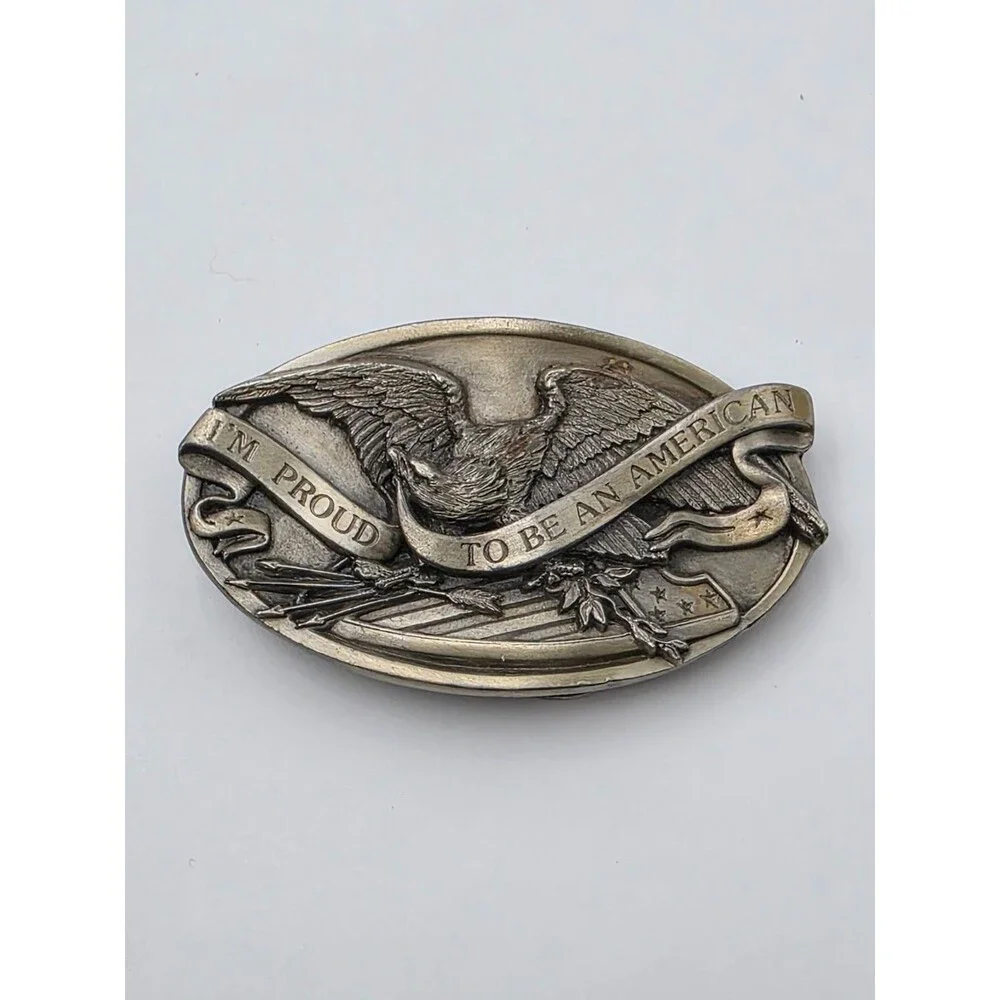 I'm Proud To Be An American 1983 Bergamot Brass Works  Belt Buckle N-146